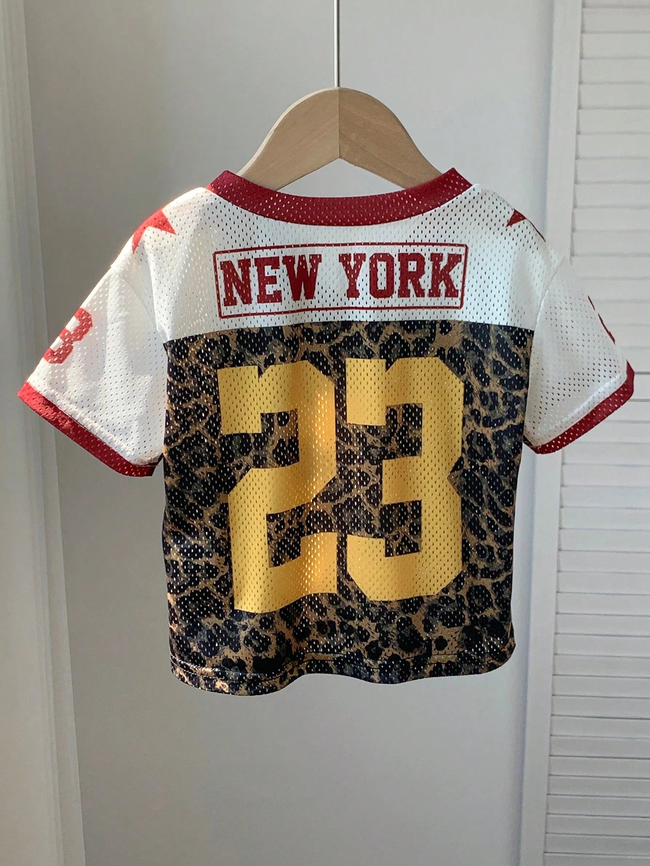 Baby Boy Unisex Spring/Summer Casual Cute Colorblock Leopard Print Short Sleeve T-Shirt Knit Top,Sports Style Jersey For Photoshoot