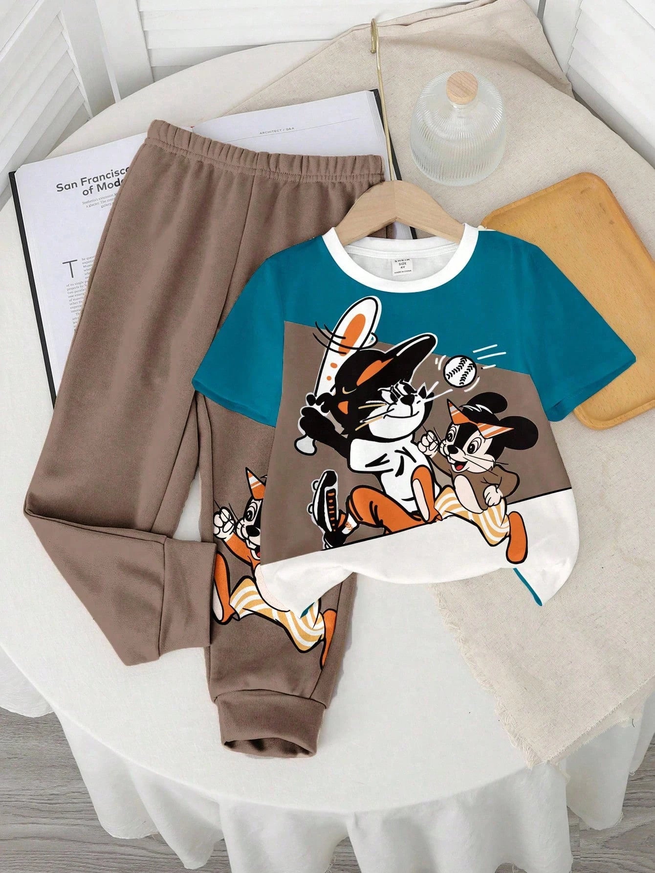 Baby Boys Casual Minimalist Round Neck Short Sleeve Top And Pants Set