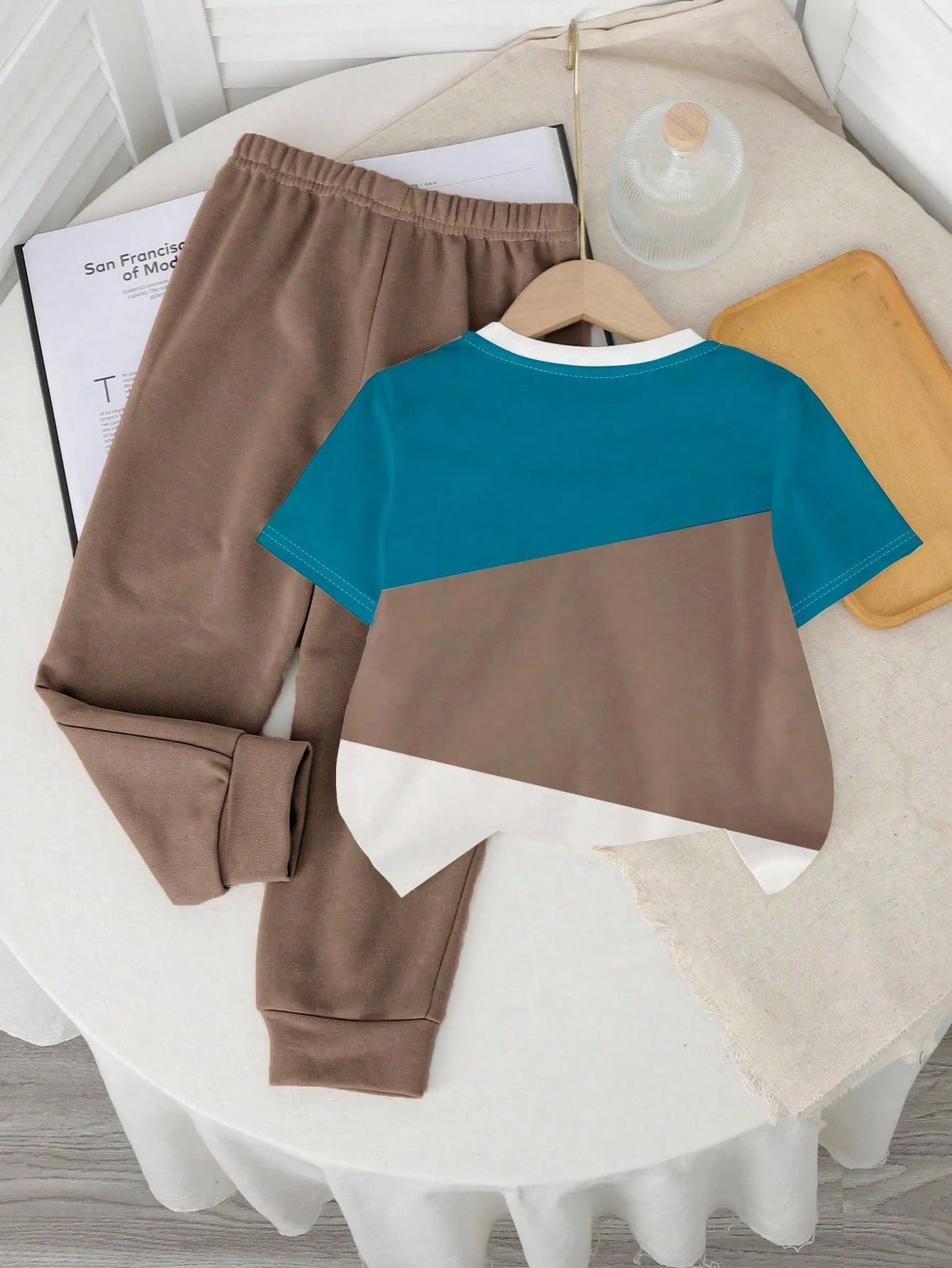 Baby Boys Casual Minimalist Round Neck Short Sleeve Top And Pants Set