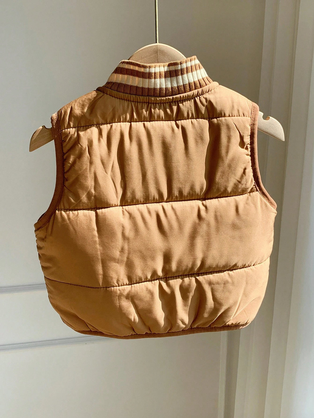 Baby Boys Thick Thermal Lined Khaki Zip Up Jacket Vest, Casual Versatile Autumn/Winter Fall