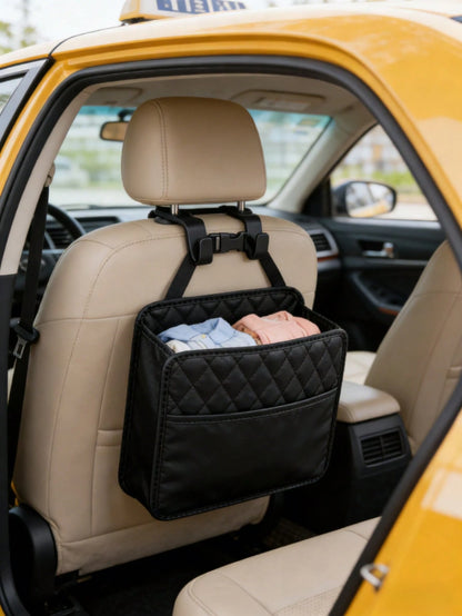Baby Car Seat Back Hanging Storage Bag, Multi-Pocket PU Leather Stroller Back Hanging Organizer, Travel Diaper Bottle Tissue Storage Bag, Children's Travel Accessories