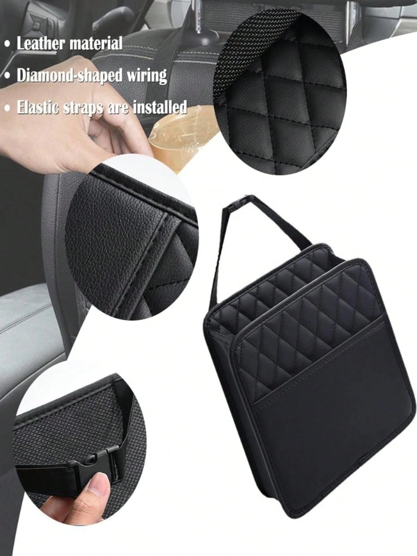 Baby Car Seat Back Hanging Storage Bag, Multi-Pocket PU Leather Stroller Back Hanging Organizer, Travel Diaper Bottle Tissue Storage Bag, Children's Travel Accessories
