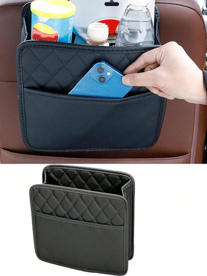 Baby Car Seat Back Hanging Storage Bag, Multi-Pocket PU Leather Stroller Back Hanging Organizer, Travel Diaper Bottle Tissue Storage Bag, Children's Travel Accessories