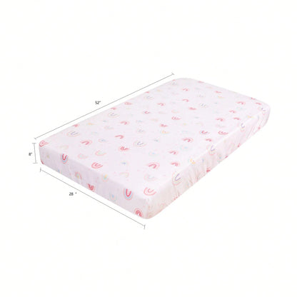 Baby Crib Sheets For Girls, 4 Pack Super Soft Toddler Bed Sheets, Standard Crib Mattress 28x52 In, Pink Prints