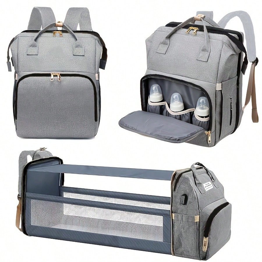 Baby Diaper Bag Backpack With Portable Changing Station, Waterproof Large Capacity Travel Bag With Changing Pad, Baby Stuff Organizer For Newborns