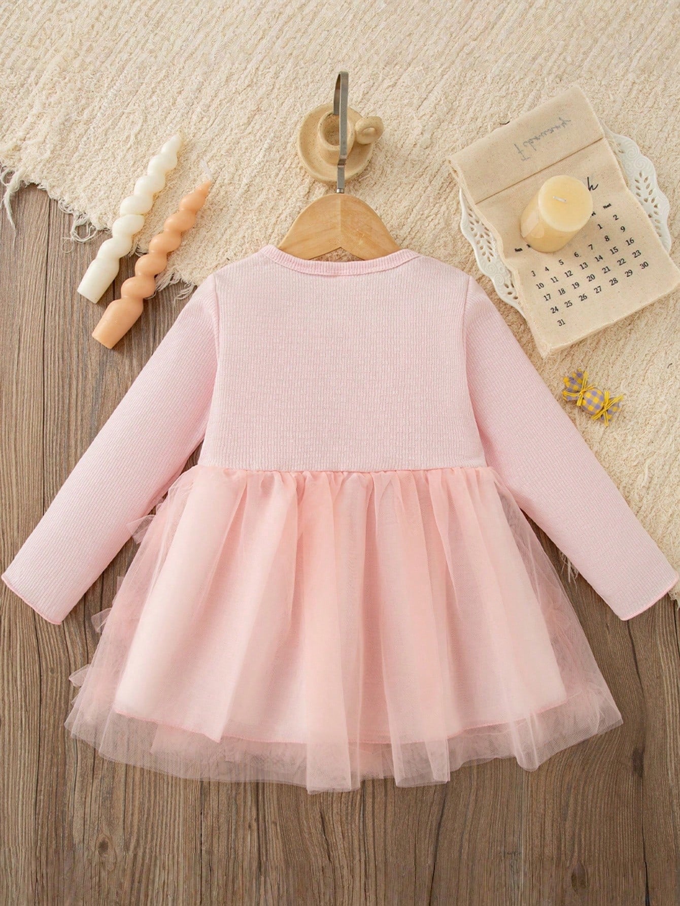 Baby Girl 3D Bow Decor Mesh Patchwork Fashion Holiday Dress