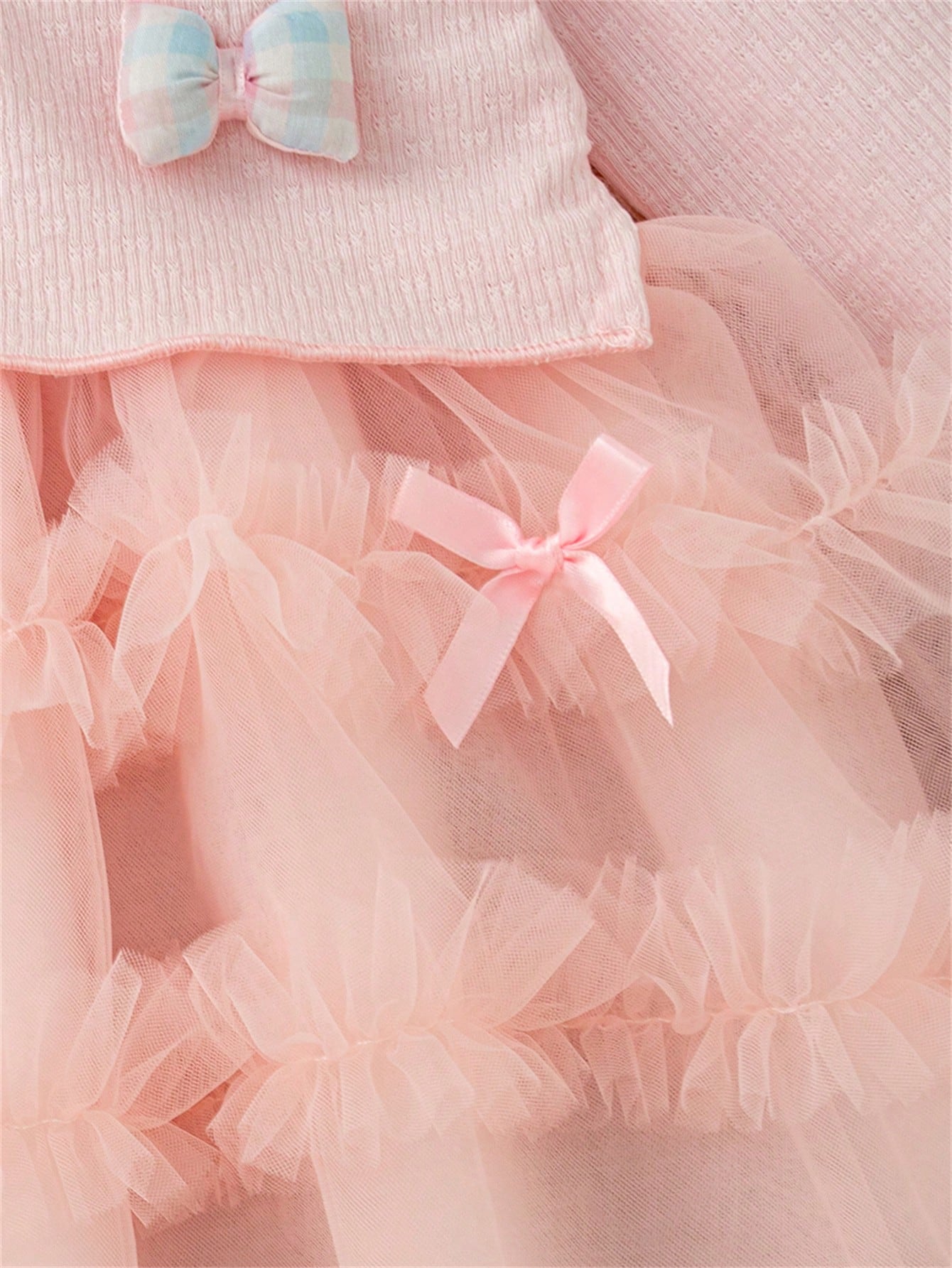 Baby Girl 3D Bow Decor Mesh Patchwork Fashion Holiday Dress
