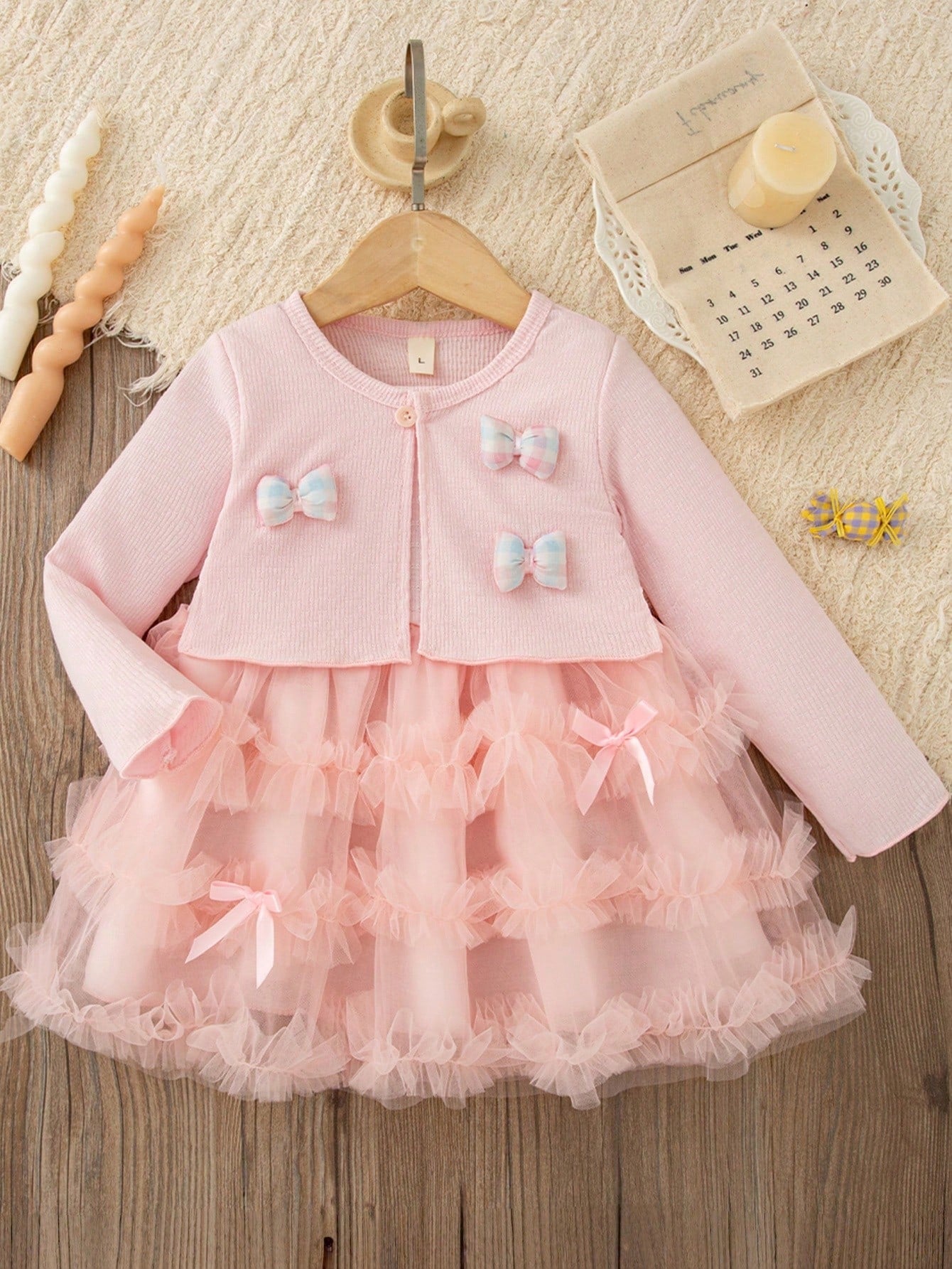Baby Girl 3D Bow Decor Mesh Patchwork Fashion Holiday Dress
