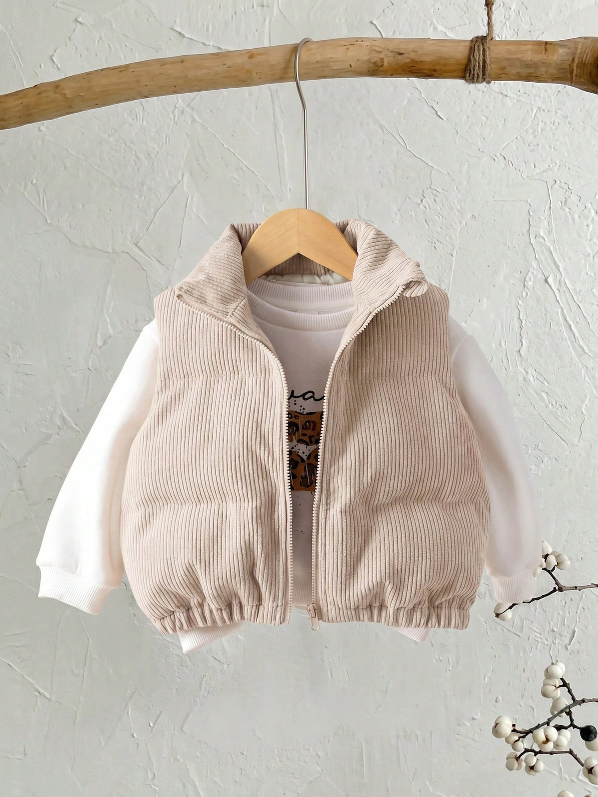 Baby Girl Autumn/Winter Cute Versatile Thermal Lined Sleeveless Jacket Vest Corduroy Zip Up Puffer Fall