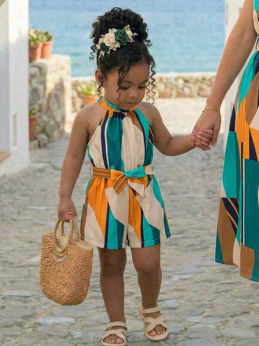 Baby Girl Baby Girl Casual Cute Colorblock Print Romper
