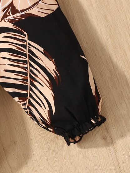 Baby Girl Casual Daily Vacation Tropical Plant Print Spaghetti Strap Romper