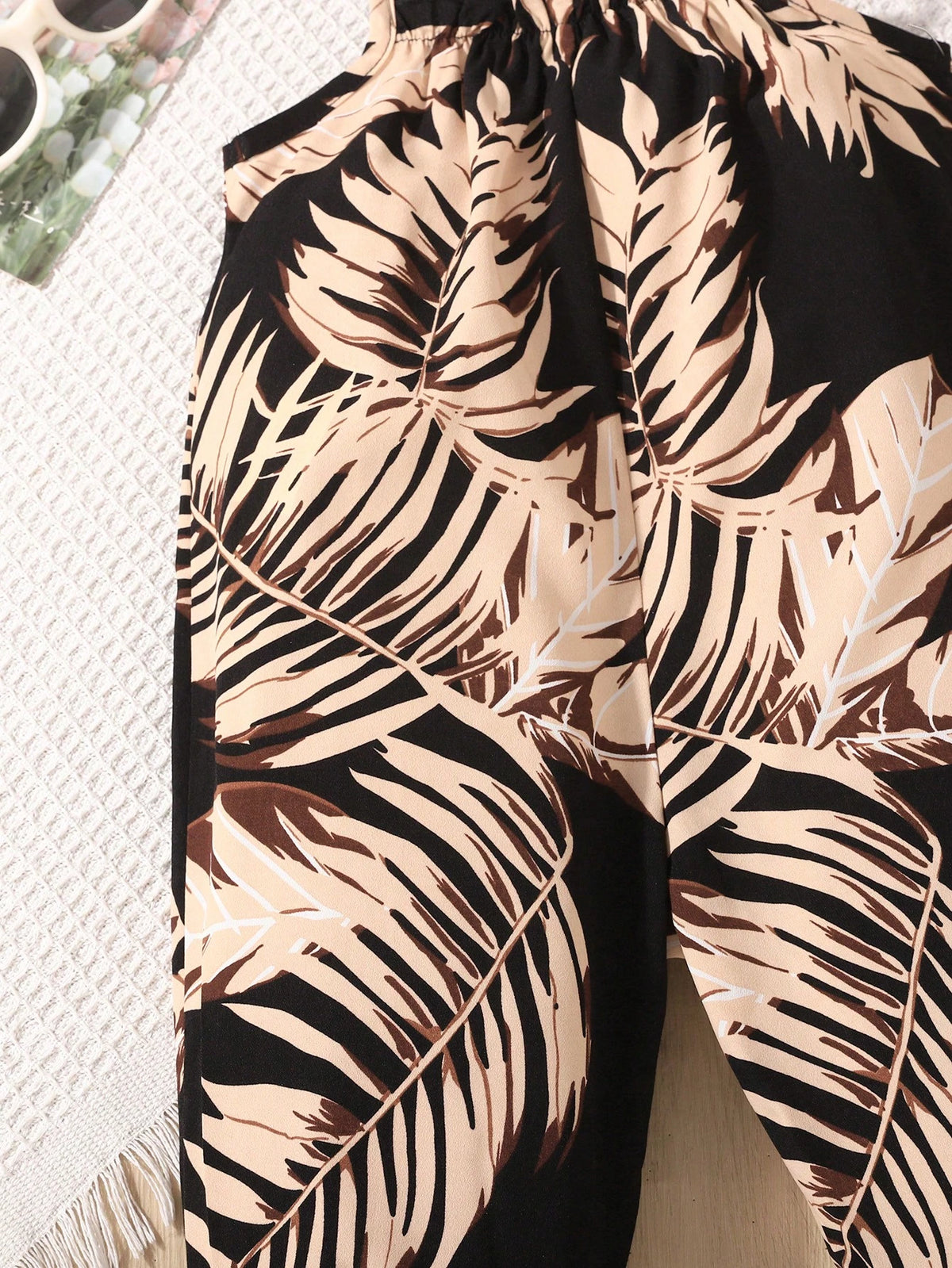 Baby Girl Casual Daily Vacation Tropical Plant Print Spaghetti Strap Romper