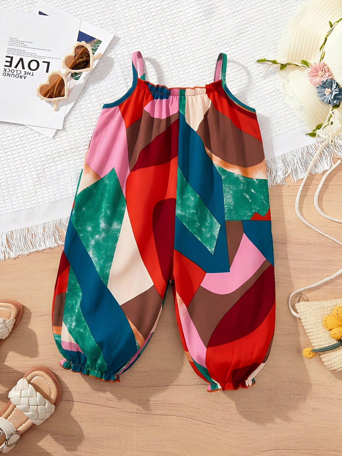 Baby Girl Casual Daily Vacation Tropical Plant Print Spaghetti Strap Romper