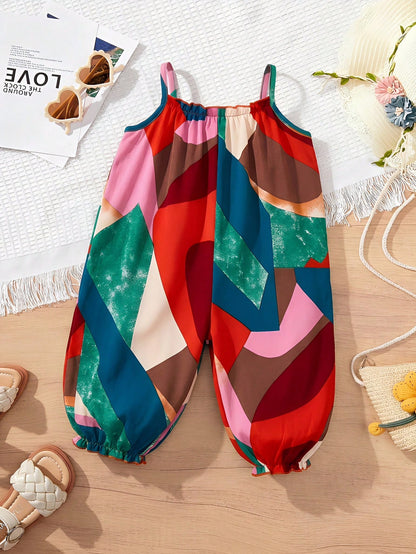 Baby Girl Casual Daily Vacation Tropical Plant Print Spaghetti Strap Romper