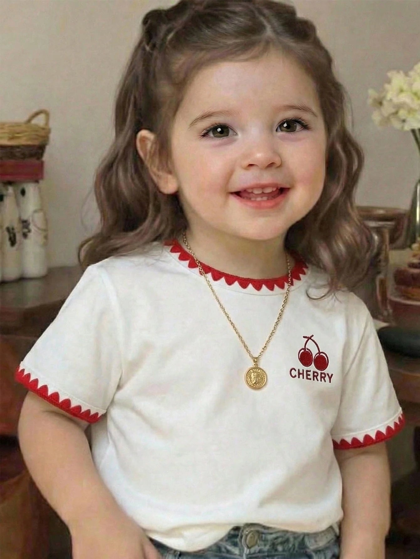 Baby Girl Casual Everyday Essential Playful Print Graphic Tee, Suitable For Outings, Spring/Summer