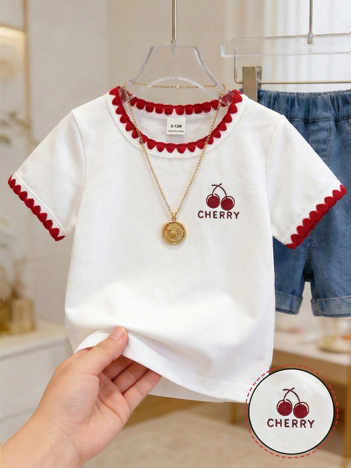 Baby Girl Casual Everyday Essential Playful Print Graphic Tee, Suitable For Outings, Spring/Summer