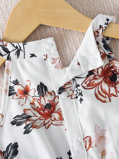 Baby Girl Floral Print Halter Jumpsuit