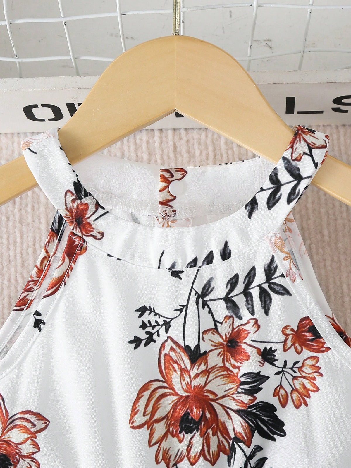 Baby Girl Floral Print Halter Jumpsuit