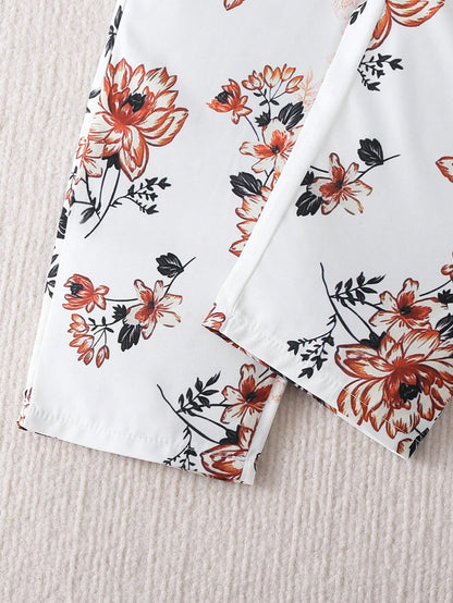 Baby Girl Floral Print Halter Jumpsuit
