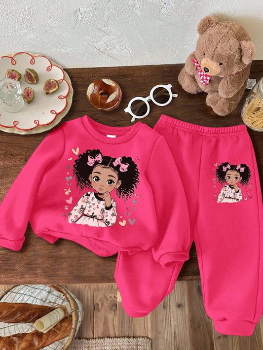 Baby Girl Knit Soft Pullover Casual Thick Sweatshirt Set,Suitable For Autumn/Winter Sweat 2 Pieces Sets Long Sleeve Sweatsuit Clothes Fall