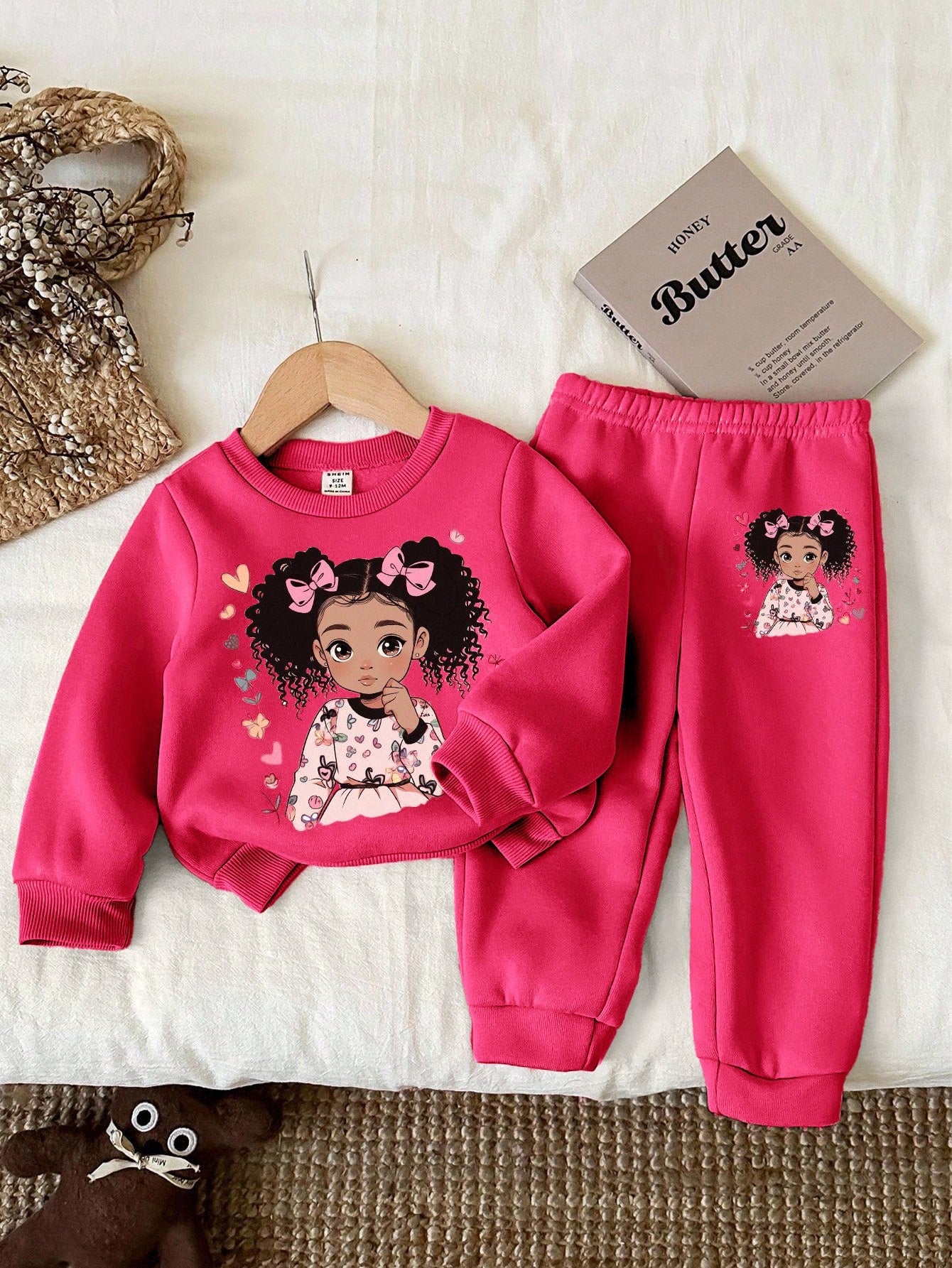 Baby Girl Knit Soft Pullover Casual Thick Sweatshirt Set,Suitable For Autumn/Winter Sweat 2 Pieces Sets Long Sleeve Sweatsuit Clothes Fall