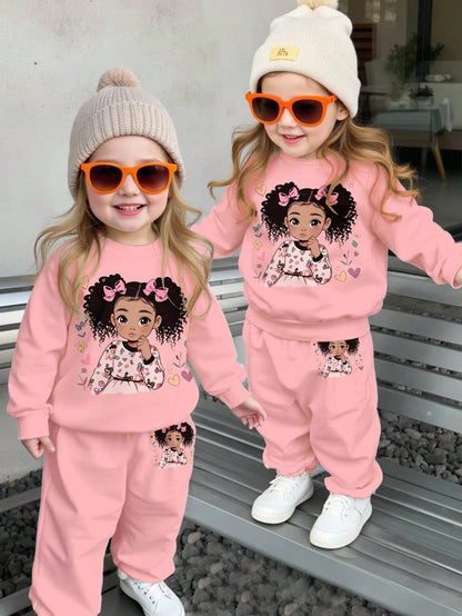 Baby Girl Knit Soft Pullover Casual Thick Sweatshirt Set,Suitable For Autumn/Winter Sweat 2 Pieces Sets Long Sleeve Sweatsuit Clothes Fall
