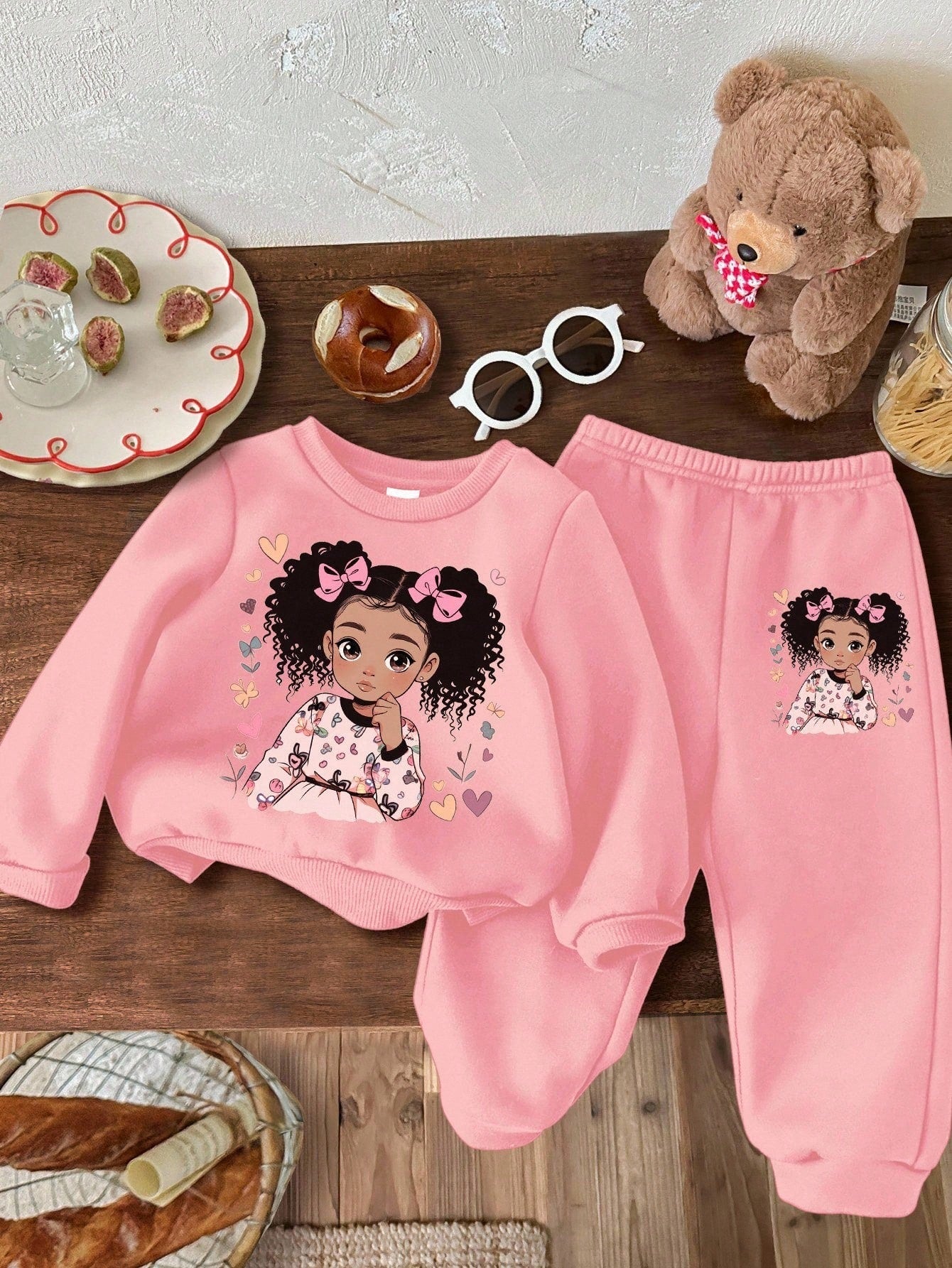 Baby Girl Knit Soft Pullover Casual Thick Sweatshirt Set,Suitable For Autumn/Winter Sweat 2 Pieces Sets Long Sleeve Sweatsuit Clothes Fall