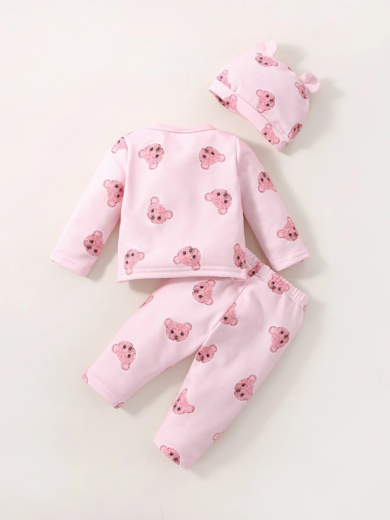 Baby Girl Newborn Cartoon Graphic Tee & Pants & Accessory 3D Ears Hat