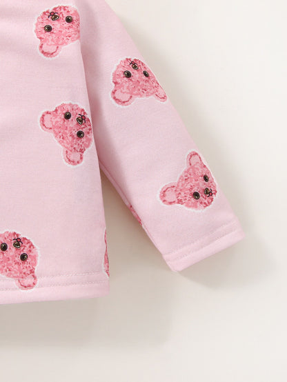 Baby Girl Newborn Cartoon Graphic Tee & Pants & Accessory 3D Ears Hat