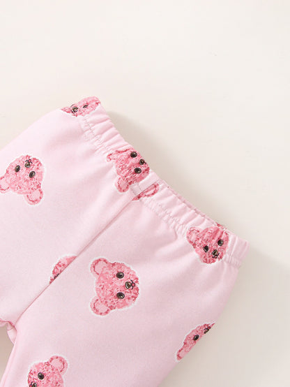 Baby Girl Newborn Cartoon Graphic Tee & Pants & Accessory 3D Ears Hat