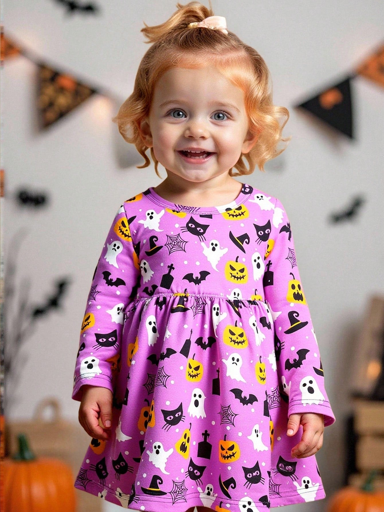 Baby Girl Playful Leopard Print Long Sleeve Dress With Brown Checkered Bow, Elegant Cute Autumn Outfit For Vacation And Party Matching Family, 6M-3T