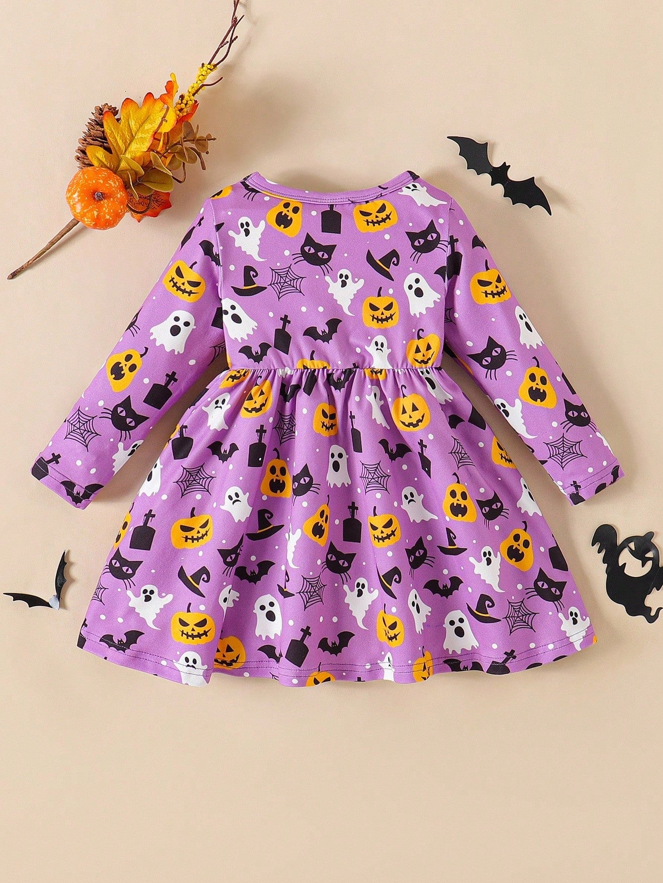 Baby Girl Playful Leopard Print Long Sleeve Dress With Brown Checkered Bow, Elegant Cute Autumn Outfit For Vacation And Party Matching Family, 6M-3T