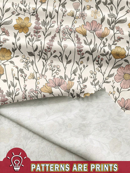 Baby Girl Retro Floral T-Shirt And Flare Pants 2-Piece Set, Beige Summer Modest Vacation Outfits, Baby Girl Casual Loose Short Sleeve Round Neck Clothes