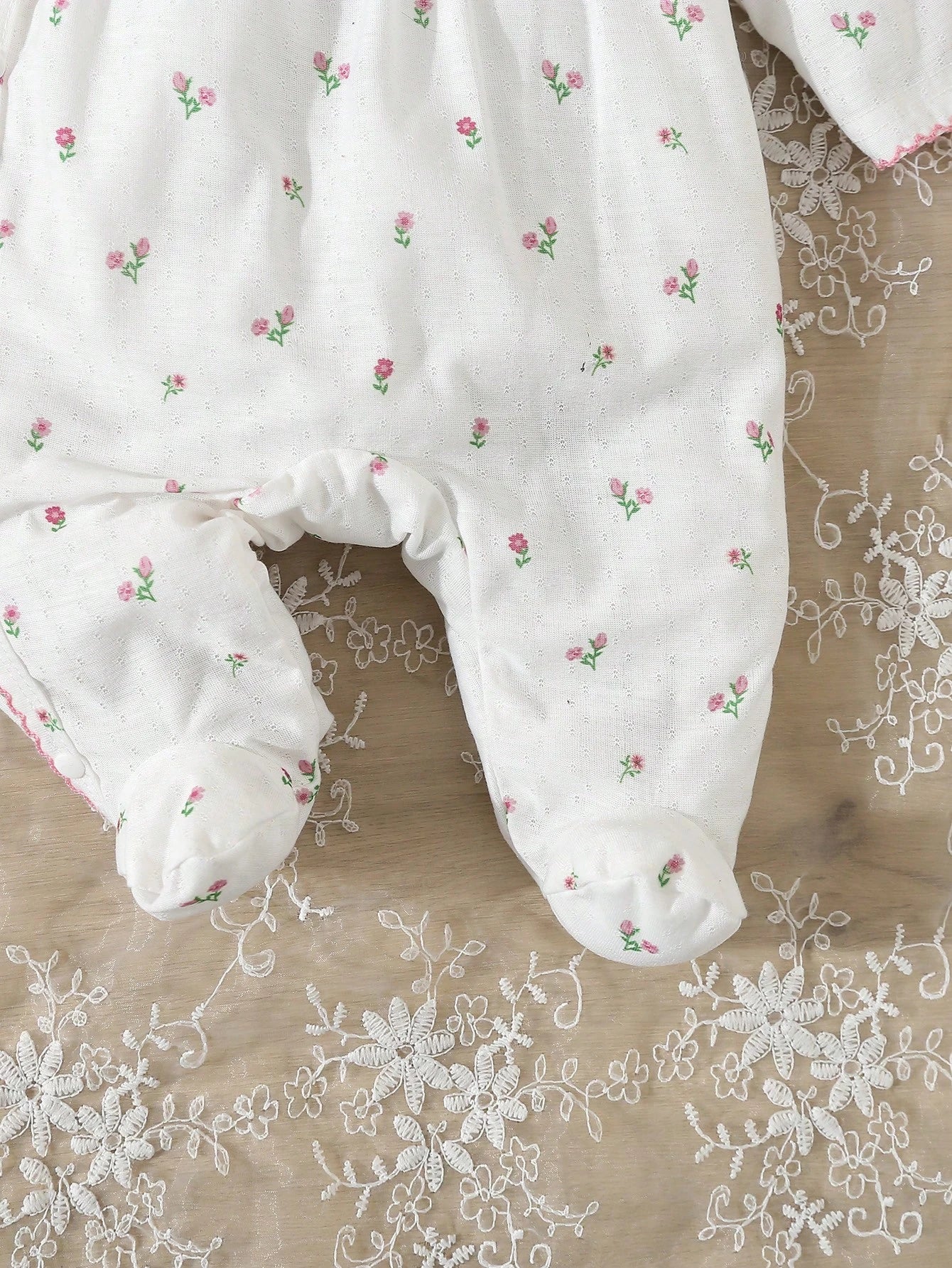 Baby Girl White Simple Long Sleeve Long Jumpsuit Home Clothes
