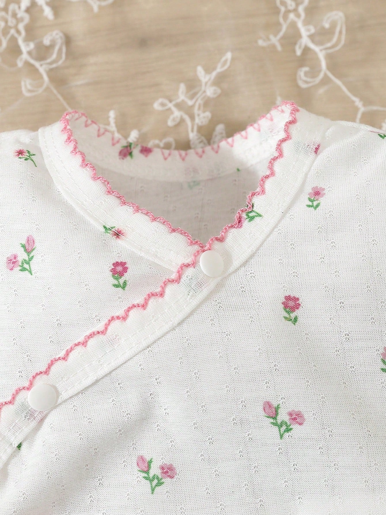 Baby Girl White Simple Long Sleeve Long Jumpsuit Home Clothes