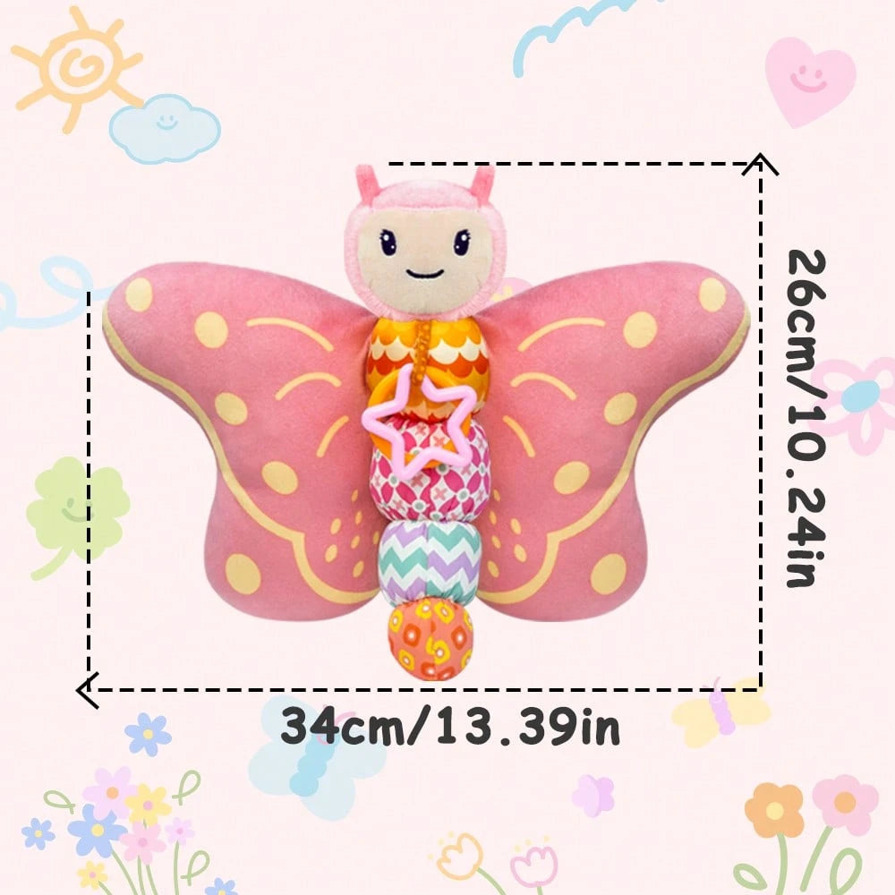 Baby Music Plush Toy, Pink & Blue Butterfly Sensory Toy With Squeak Rattle Ruffle Wings, Suitable For Baby's 0-3-6-12 Months, Hanging Ring, Tummy Time Toy, Valentine's Day Gift Christmas Gift Hallowee