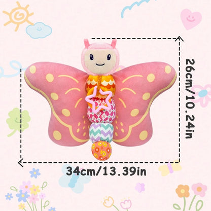 Baby Music Plush Toy, Pink & Blue Butterfly Sensory Toy With Squeak Rattle Ruffle Wings, Suitable For Baby's 0-3-6-12 Months, Hanging Ring, Tummy Time Toy, Valentine's Day Gift Christmas Gift Hallowee