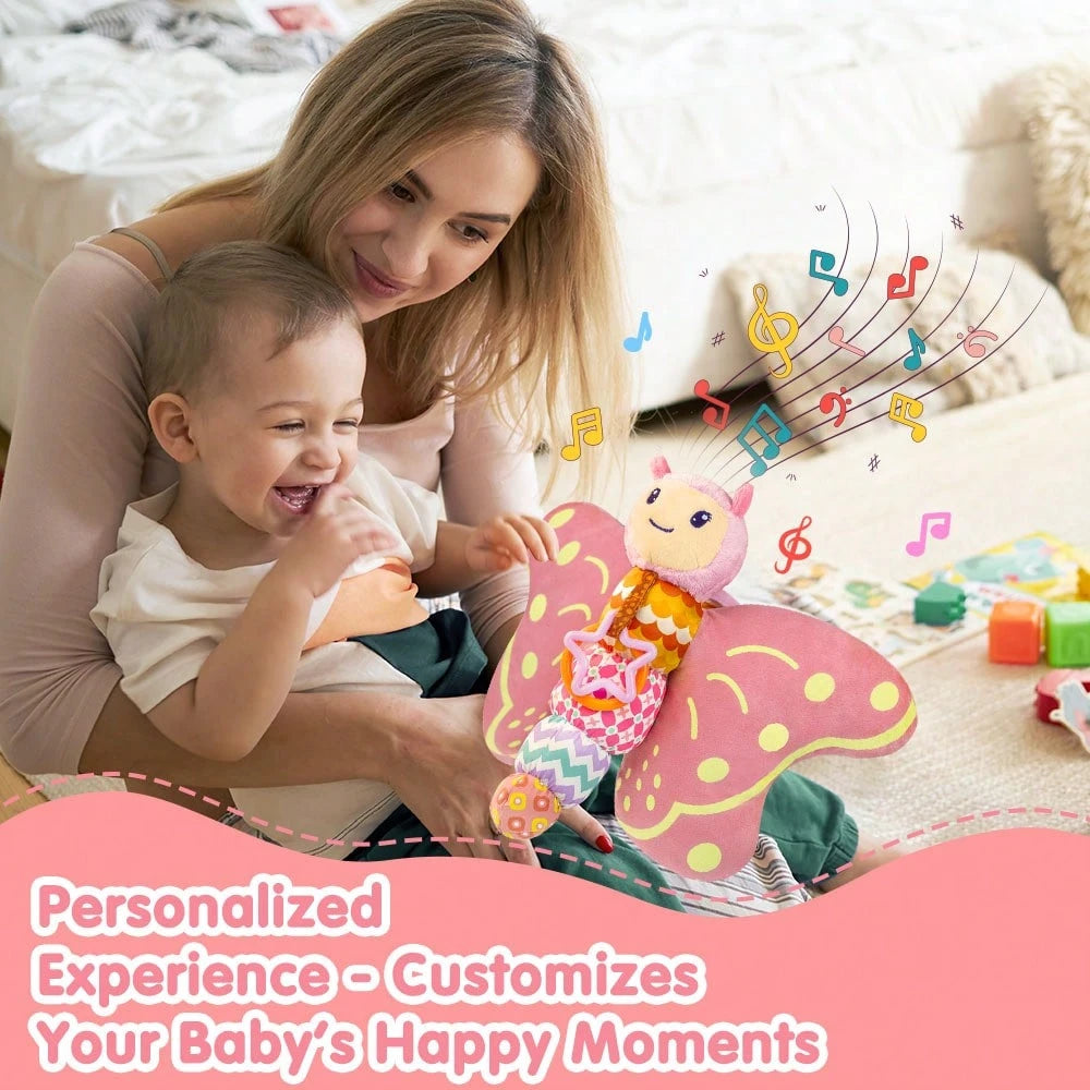 Baby Music Plush Toy, Pink & Blue Butterfly Sensory Toy With Squeak Rattle Ruffle Wings, Suitable For Baby's 0-3-6-12 Months, Hanging Ring, Tummy Time Toy, Valentine's Day Gift Christmas Gift Hallowee
