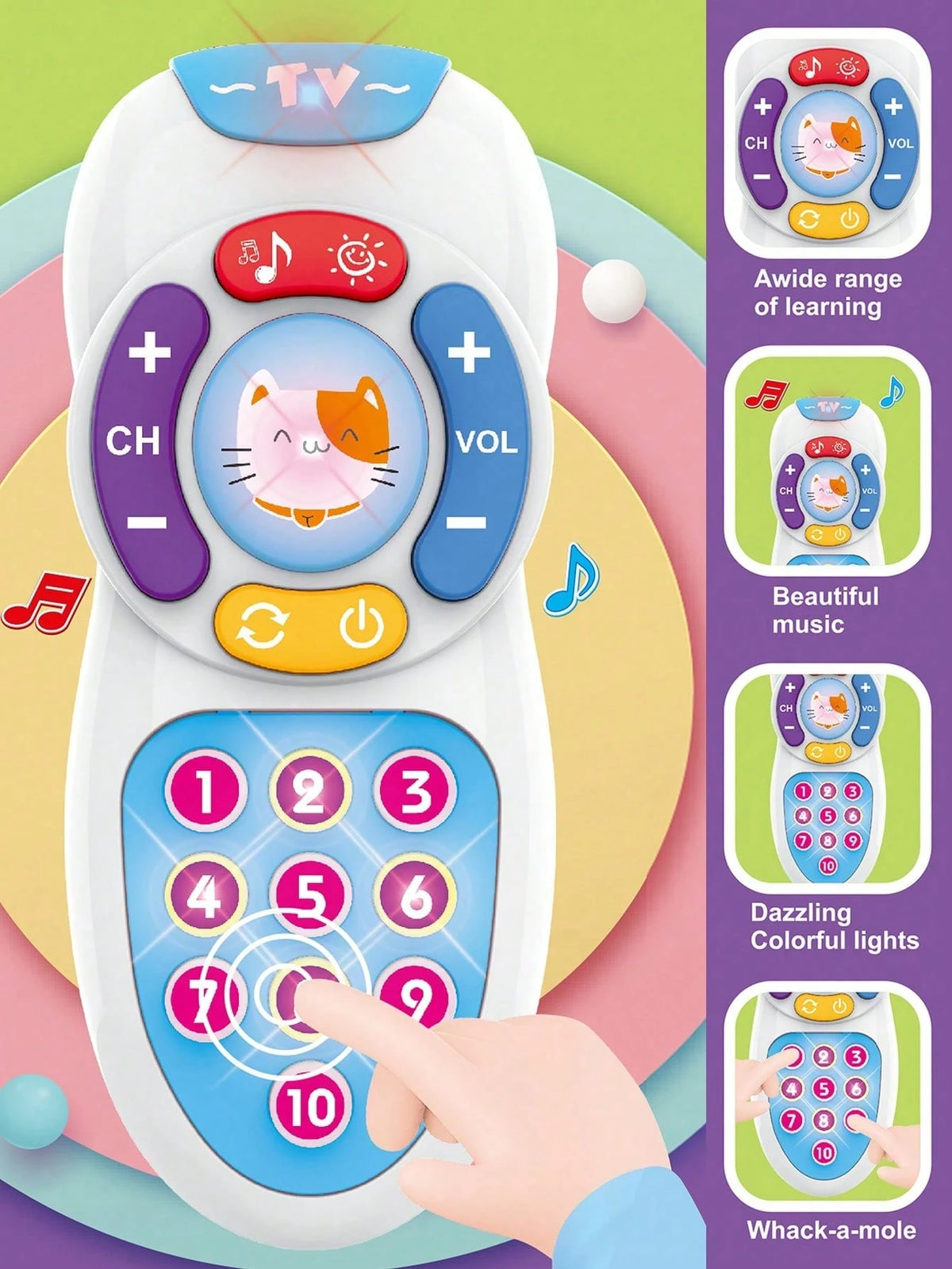 Baby Remote Control Toy, Montessori Baby Phone Toy With Soft Lighting And Lullaby, Silicone Buttons, Children's Surprise Gift
