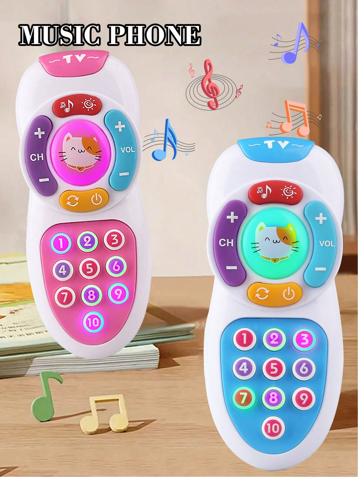 Baby Remote Control Toy, Montessori Baby Phone Toy With Soft Lighting And Lullaby, Silicone Buttons, Children's Surprise Gift