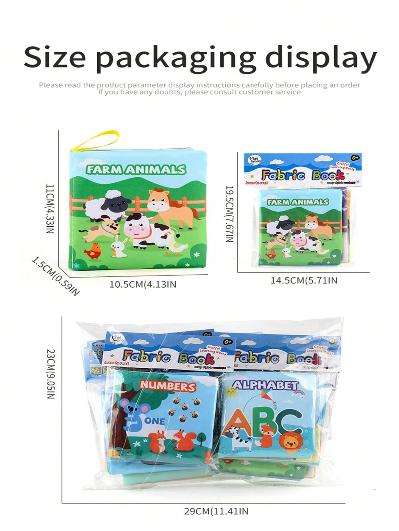 Baby Unbreakable Early Educational Teething Cloth Book With Animals, Vehicles And English Text, Cognitive Learning Toy