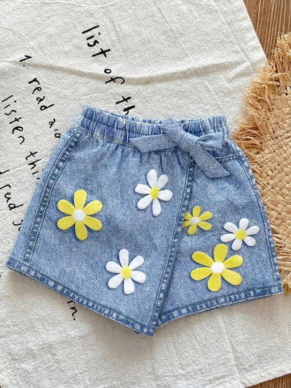 Babygirl Cute Casual Versatile Vacation Striped Elastic Waist Shorts(Only Sell Pants)