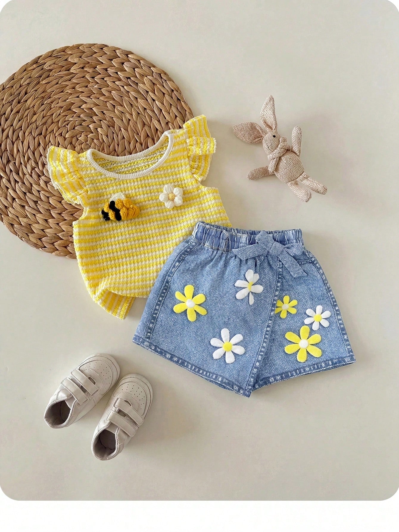 Babygirl Cute Casual Versatile Vacation Striped Elastic Waist Shorts(Only Sell Pants)