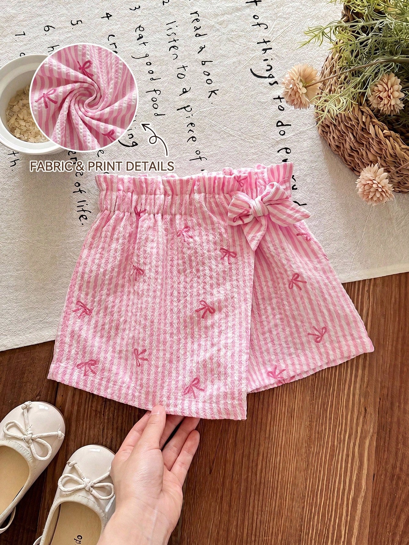 Babygirl Cute Casual Versatile Vacation Striped Elastic Waist Shorts(Only Sell Pants)