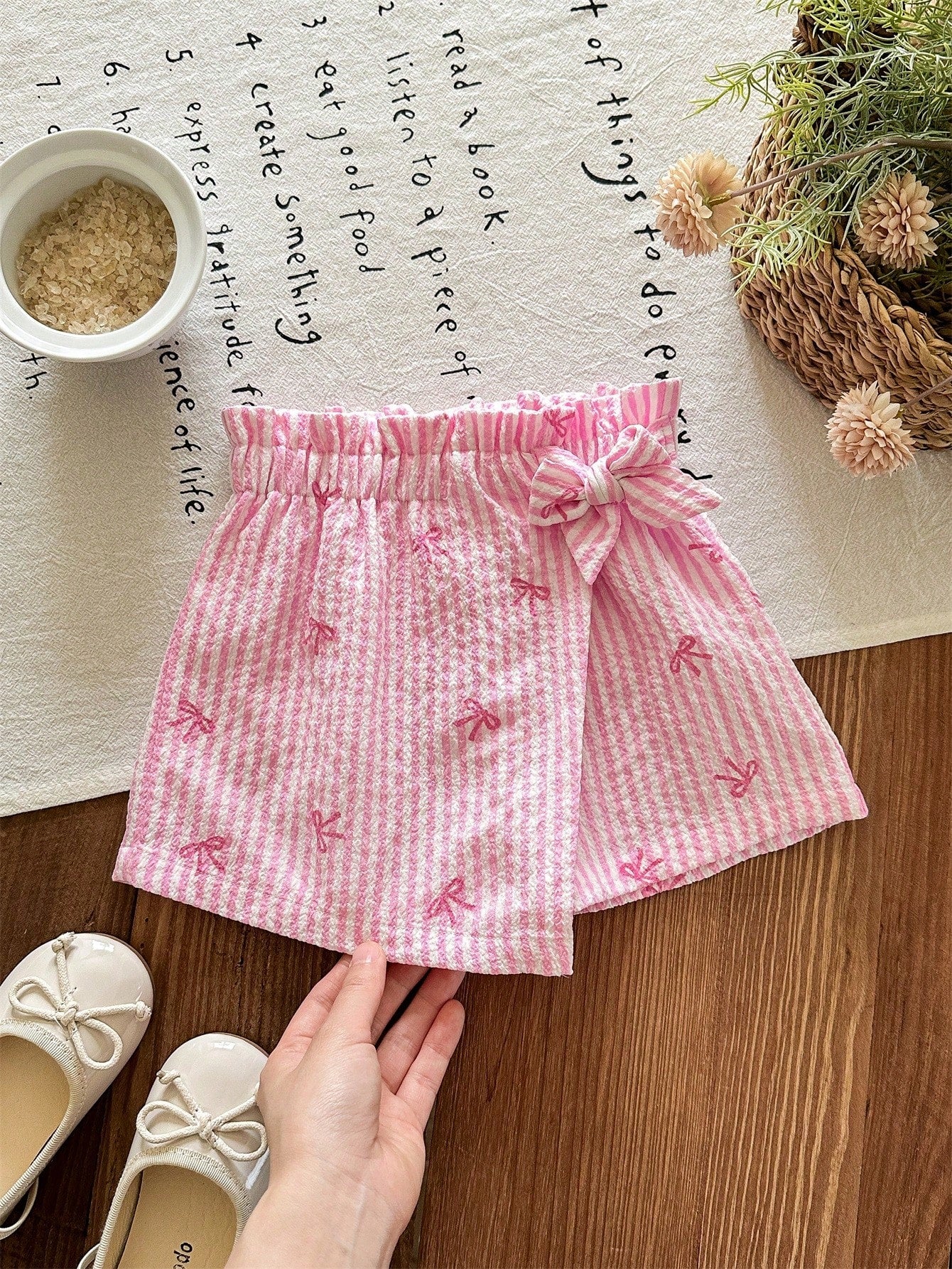 Babygirl Cute Casual Versatile Vacation Striped Elastic Waist Shorts(Only Sell Pants)