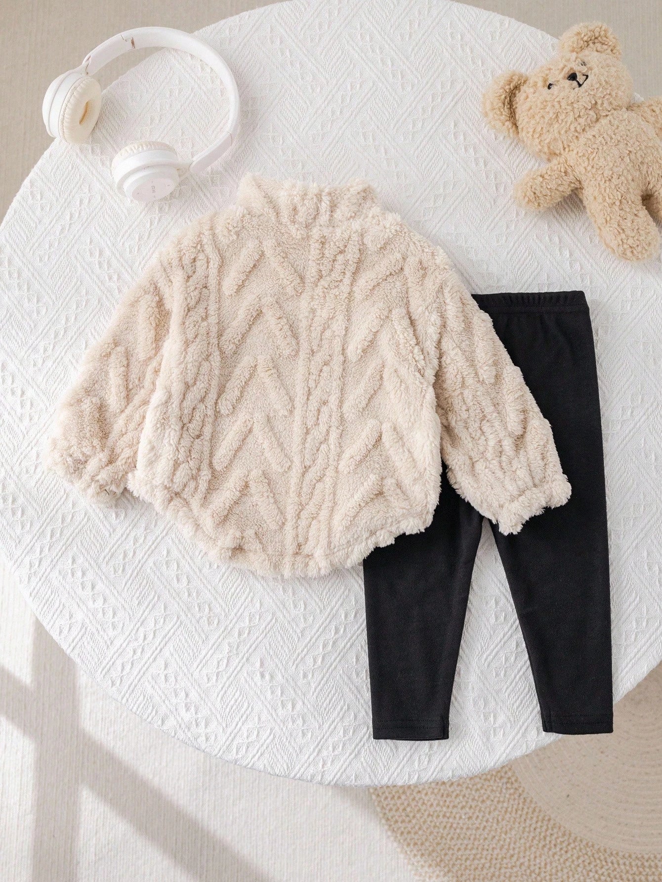 Babygirl Fluffy Long Sleeve Sweatshirt Set, Autumn/Winter Fall