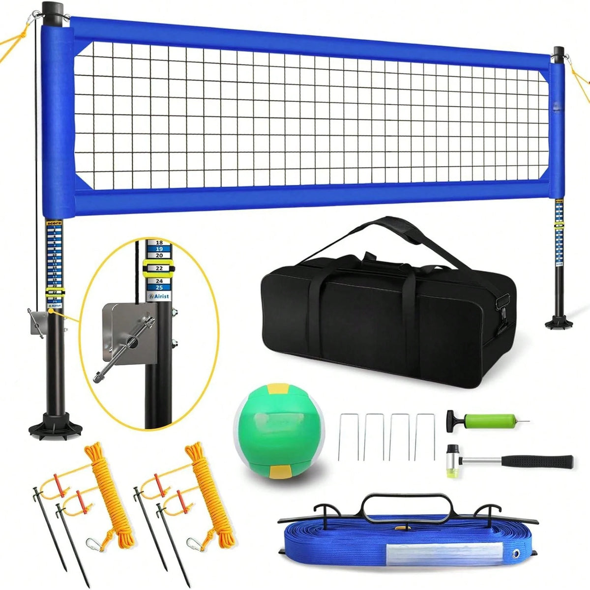 Backyard Volleyball Net Outdoor With Steel Anti-Sag System Adjustable Aluminum Poles Volleyball...