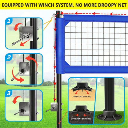 Backyard Volleyball Net Outdoor With Steel Anti-Sag System Adjustable Aluminum Poles Volleyball...