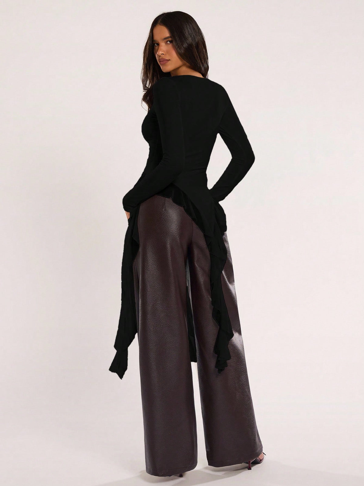 BAE Women's Casual Solid Color Asymmetrical Hem Flowy Top