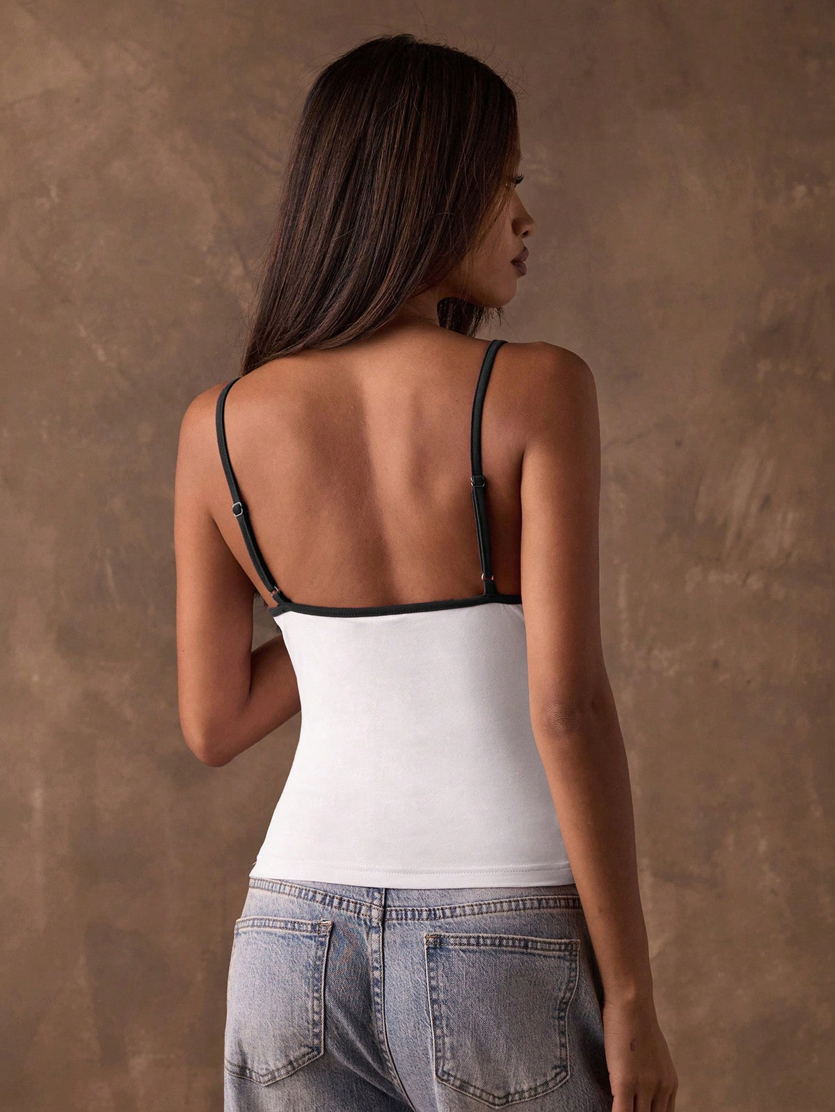 BAE Women's Contrast Color Fitted Casual Camisole,Summer Top